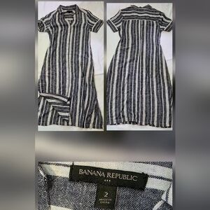 Banana Republic Black and White Striped Maxi Dress